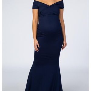 Pink Blush Navy maternity dress